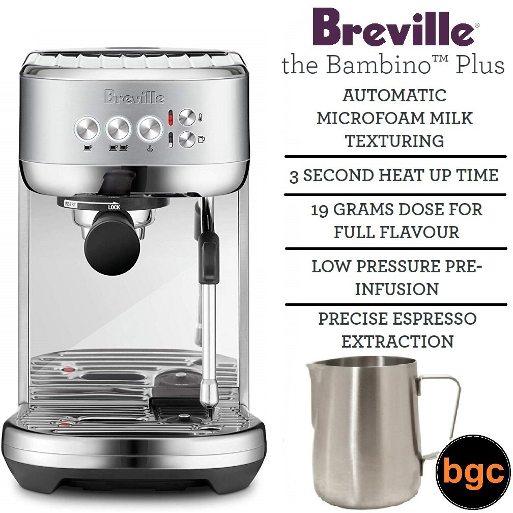 Breville BES500 Bambino Plus Espresso Machine Brushed Stainless Steel ...