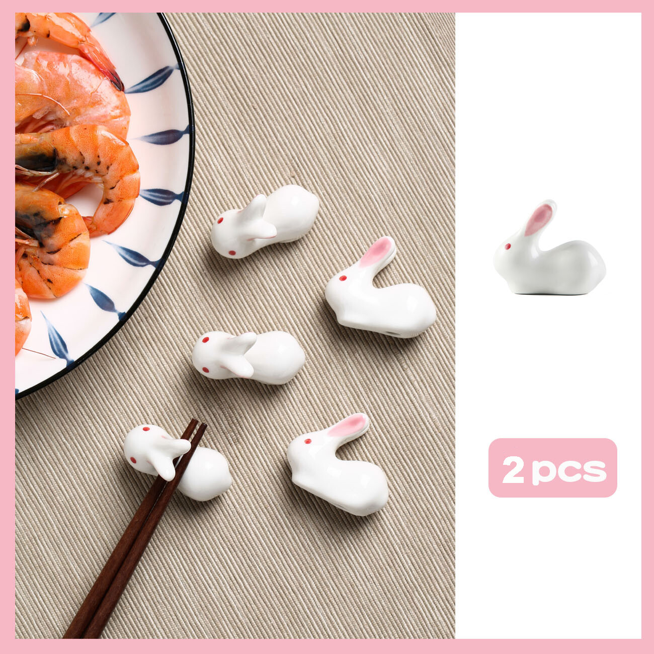 CNMF Rabbit Chopstick Holder Creative Ceramic Tableware Rack Kitchen Accessories