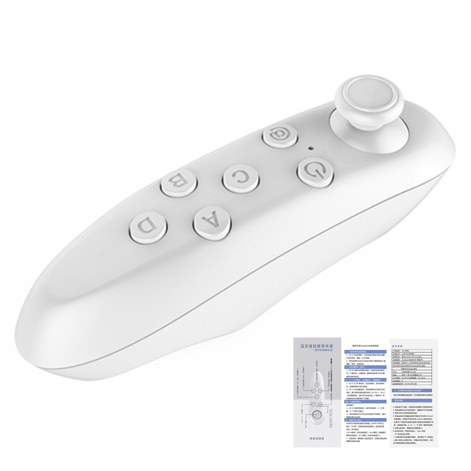 Fenquezisq®Phụ Kiện Tay Cầm Chơi Game VR Bluetooth 3.0, Xách Tay Phím Điều Khiển Không Dây Điều Khiển Từ Xa Cho Kính VR 3D
