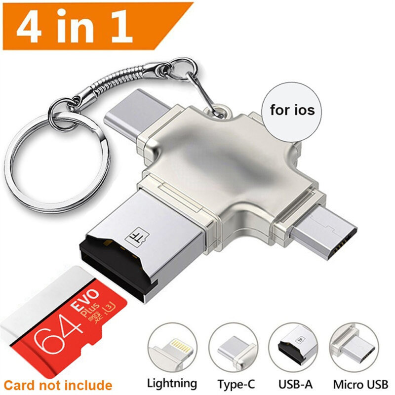 4 in 1 card reader micro card adapter usb 3.0 micro sd to usb card reader otg adapter compatible for iphone