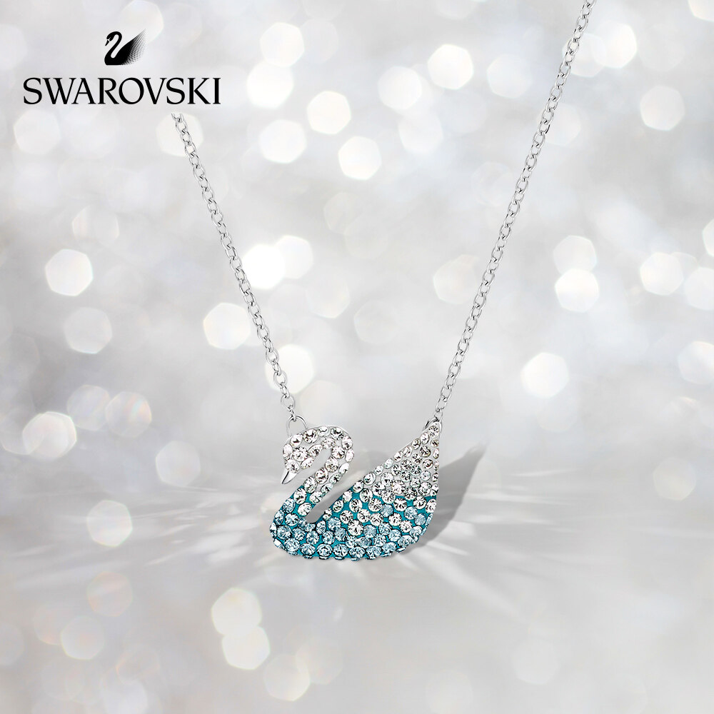 Swarovski blue hot sale swan necklace