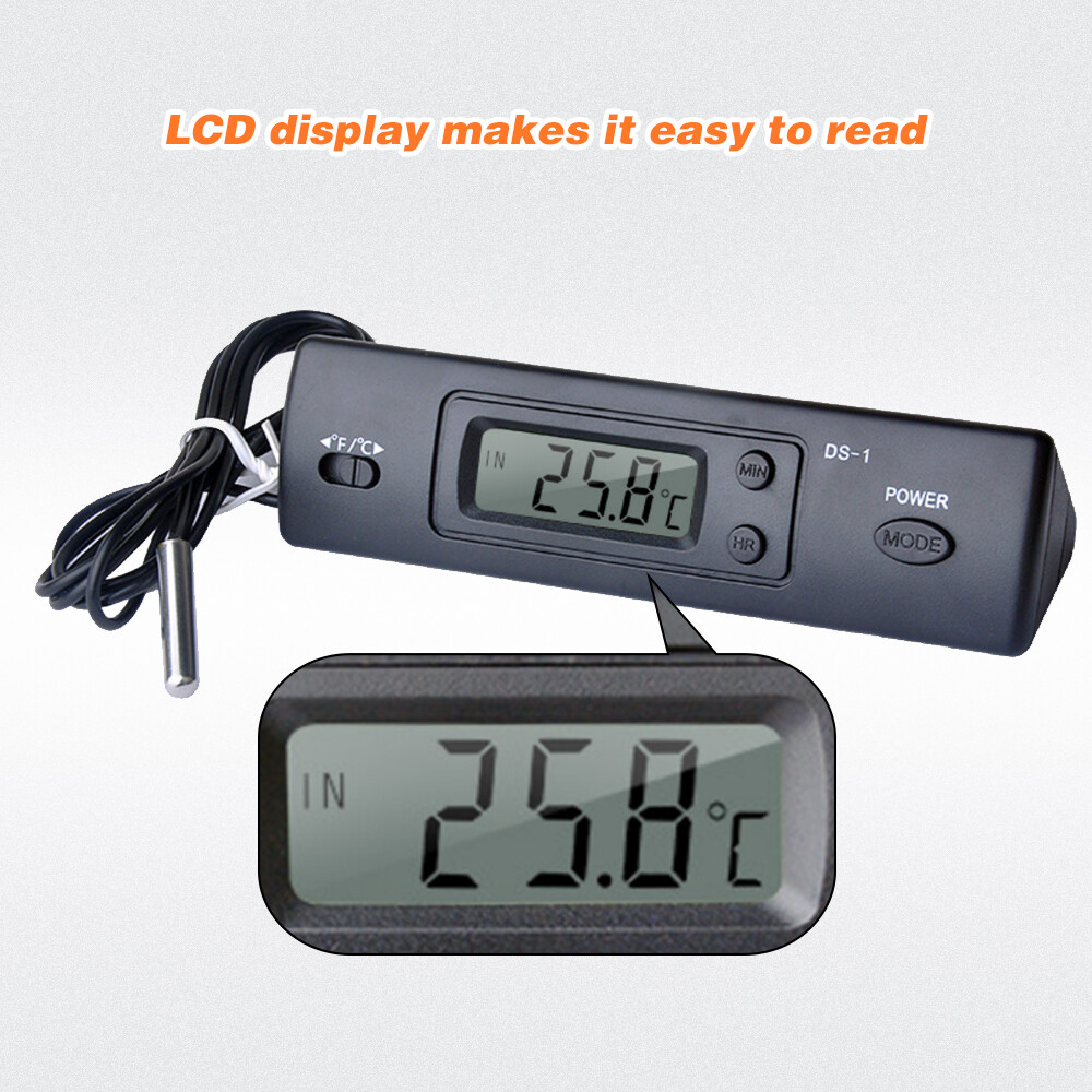 NANWEI Mini Electronic Digital Car Indoor Outdoor Multi-Function Time Temperature Display with Probe