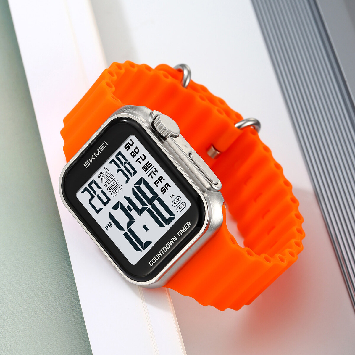 SKMEI Square Fashion Sport Multifunctional Electronic Watch Back