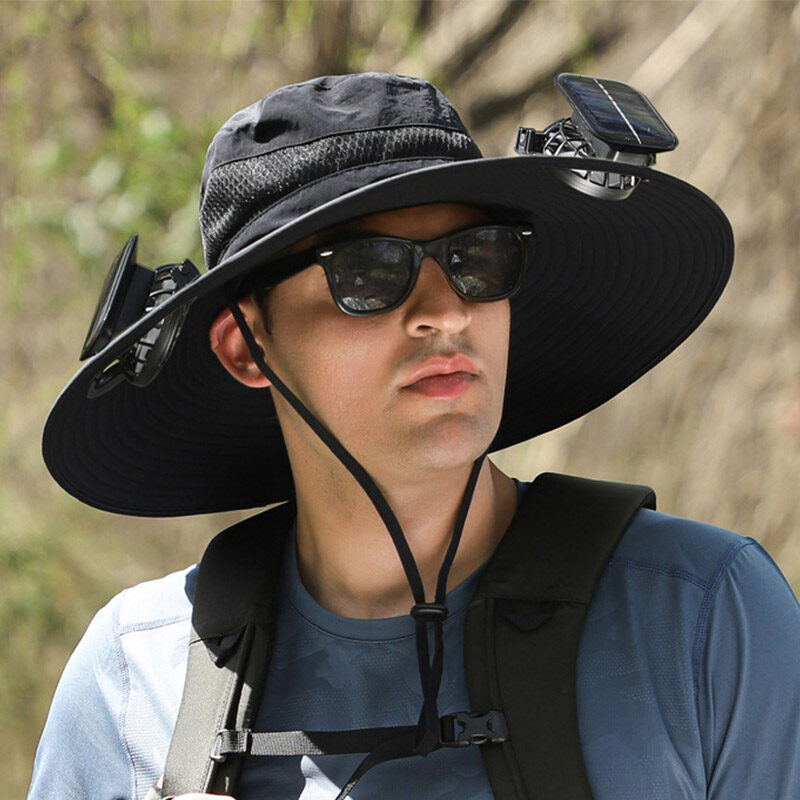 EERSHENSHI Solar fan hat sun hat without fear of power outage travel necessary sunscreen sunshade fisherman hat