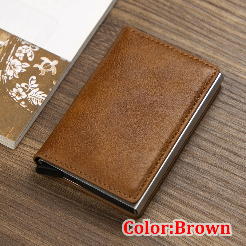 New Rfid Wallet PU Leather Metal Aluminum Business Bank Card Holders Credit Card Cardholder ID Box Cards Cases