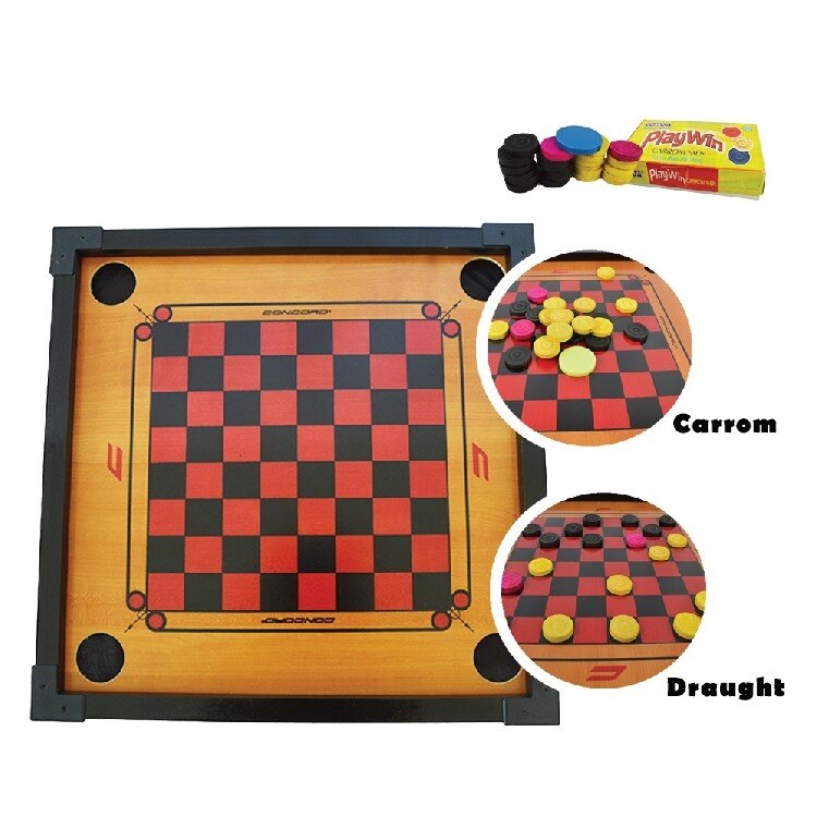 NEW Wooden Carrom Board 2in1 Mini Draught Dam Haji Big Carrom Board Games/Papan Permainan Carrom