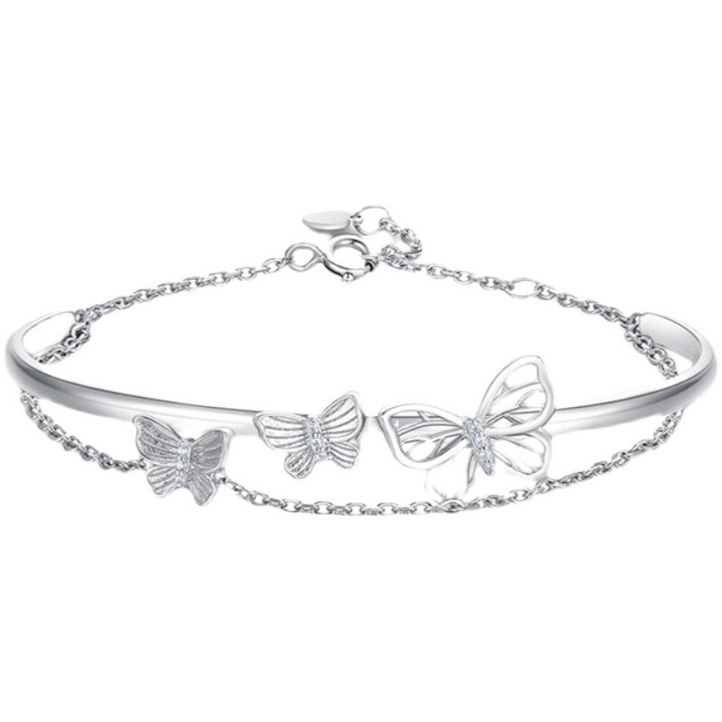 Hollow Fairy Butterfly Charm Bracelet for Women Ladies Fashion Elegant Tassel Chain Opening Bangles Jewelry Gift