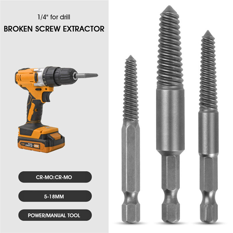 5pcs Hex Screw Extractors Broken Damaged Screw Extractor Drill Bit Guide Set Broken Bolt Remover Easy Out Set Metalworking Tools