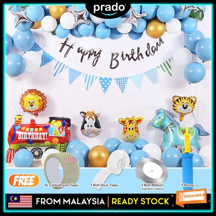 Prado Malaysia Zoo Animals Birthday Party Decoration Reusable Happy Birthday Balloons Banner Party Supplies Women Girl Boy Birthday Party Decorations Dekorasi Hari Jadi Lazada