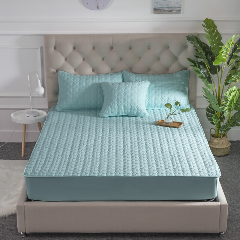 (Special Size)Solid Color Quilted Breathable Fiteed Bed Sheet Mattress Protector Cover Four Seasons Bedspread