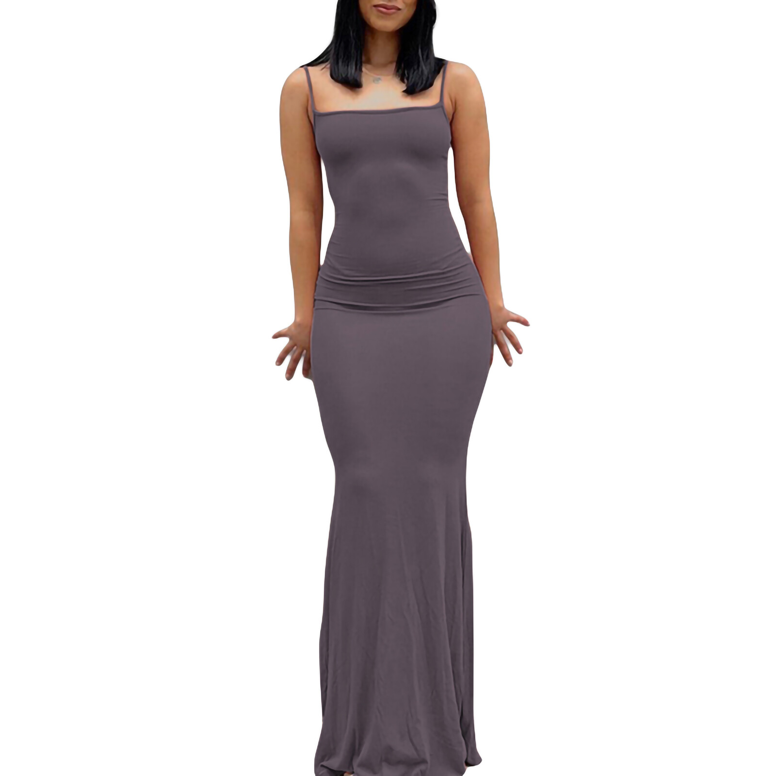 Hirigin Solid Color Spaghetti Strap Slimoomph Maxi Dress 2022 Summer Women Sleeveless V Neck Party Clubwear Long Dress Vestidos