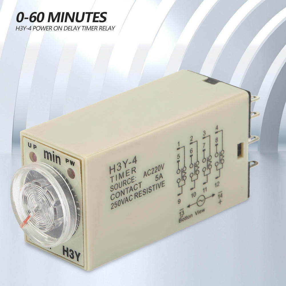 Zonejoy H3Y-4 Rơle hẹn giờ điện trên bộ hẹn giờ Rơle hẹn giờ 0-60 phút Rơle đo thời gian AC 220V 5A