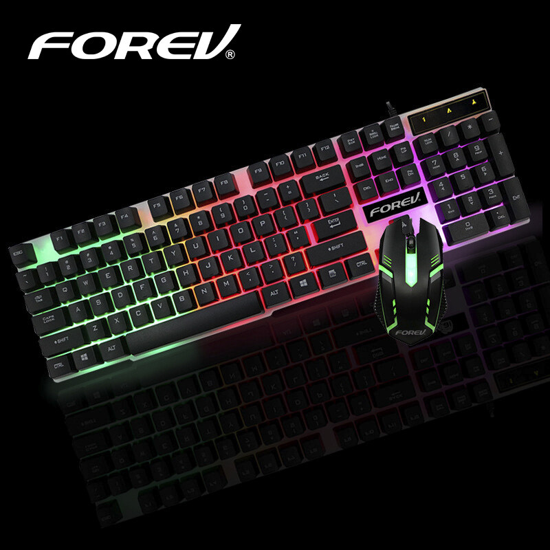 FOREV FV-Q305S Gaming Keyboard and Mouse Combo LED Colorful Light Gaming Mechanical Feel Keyboard and Mouse Set Full Size Edition Backlit Gaming Keyboard For PC/Laptop Malaysia