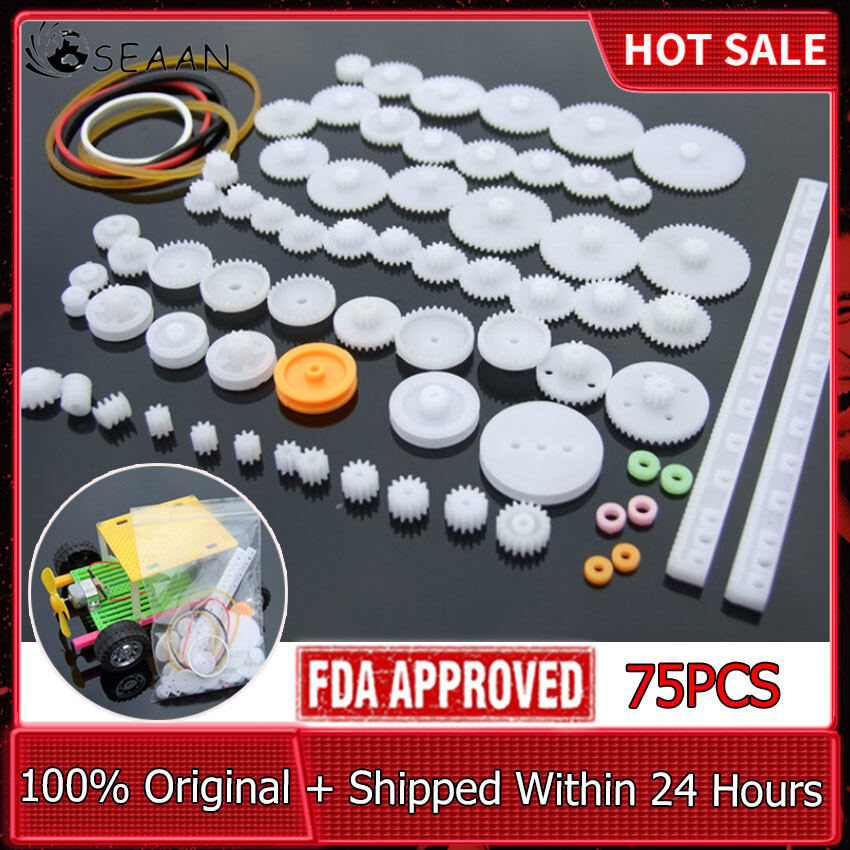 78Pcs Plastic Spindle Worm Gear Set, Motor Gear Kits DIY Robot Gear Pulley Belt Assembly For Robot Toy Automobile Cars DIY Kit