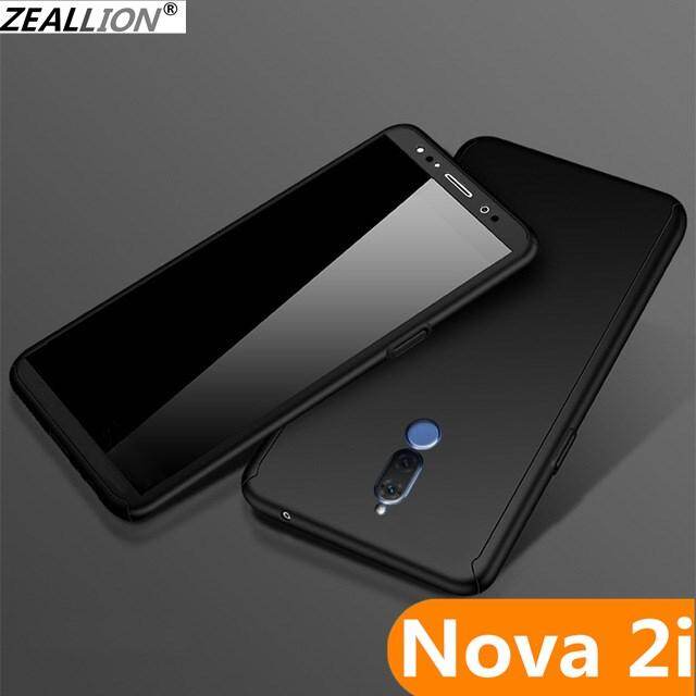 Zeallion for "Huawei Nova 2i 2s 3i Nava 2 3" Case Solid Color 360 Degree Full Body Protective Case Hybrid PC Hard +Tempered Glass