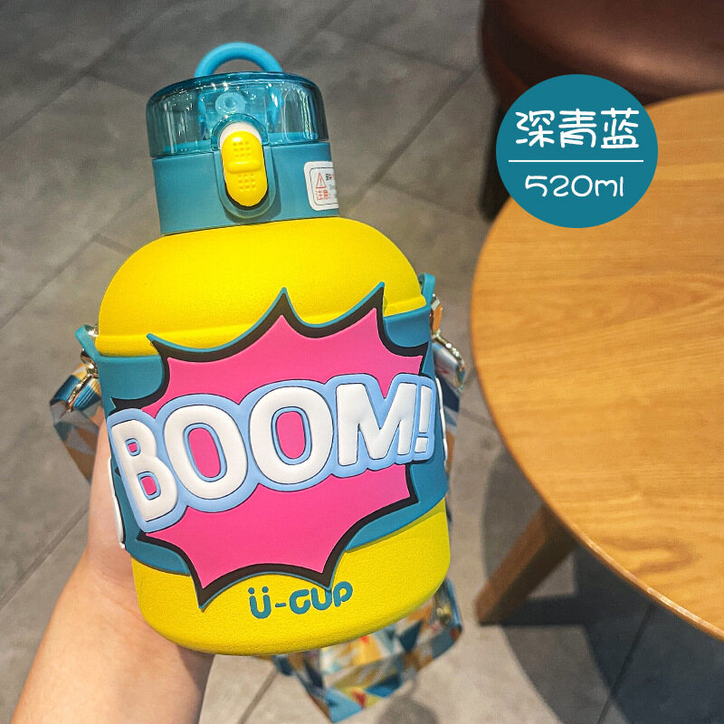 520ml Stainless steel vacuum flask straw thermos cup outdoor sports fitness portable large-capacity leak-proof hot and cool water bottle