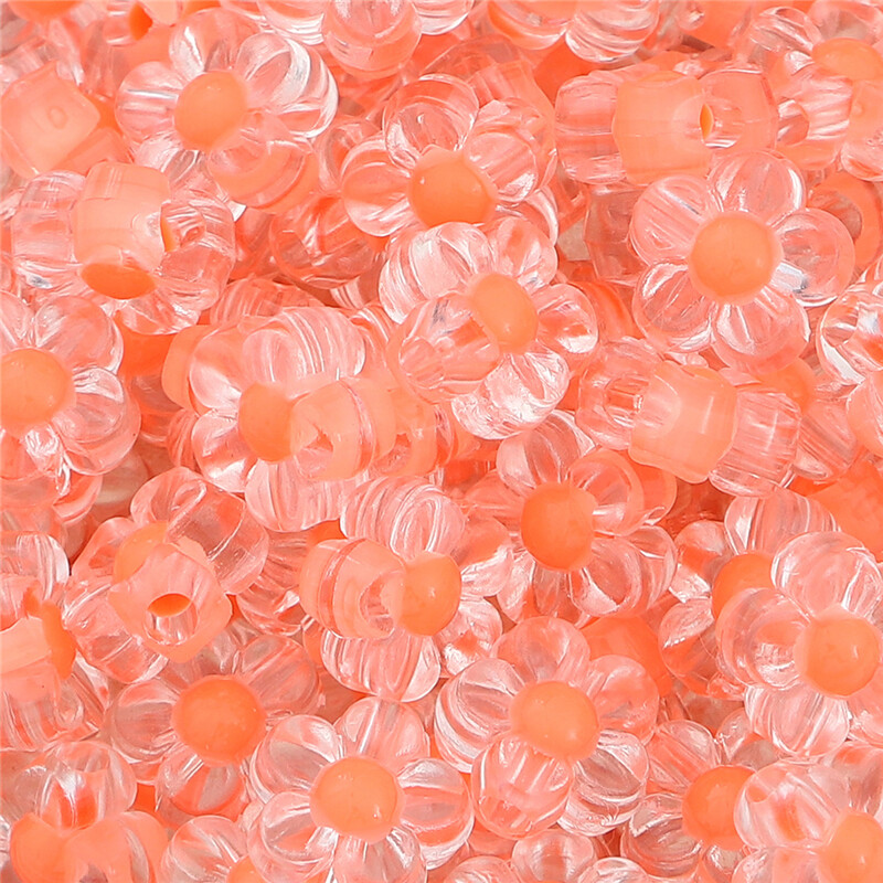 50PCS/Bag Clear Acrylic Beads Sunflowers Beads Five-petaled Flowers Loose Spacer Beads Charms For DIY Jewelry Making Necklace Bracelet Accessories