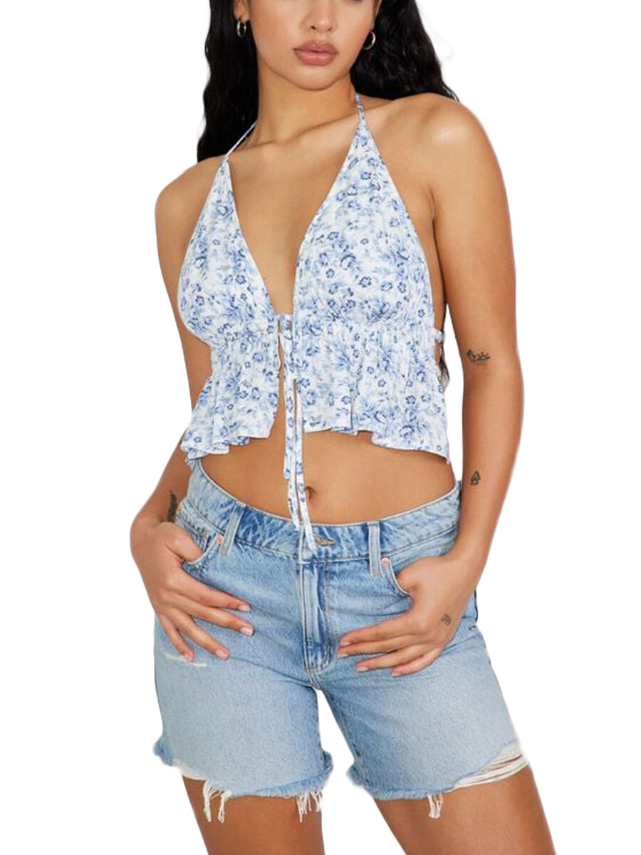 beautifultime Women's Summer Fitted Camisole Tops Sleeveless V Neck Open Back Tie Up Bustier Tops