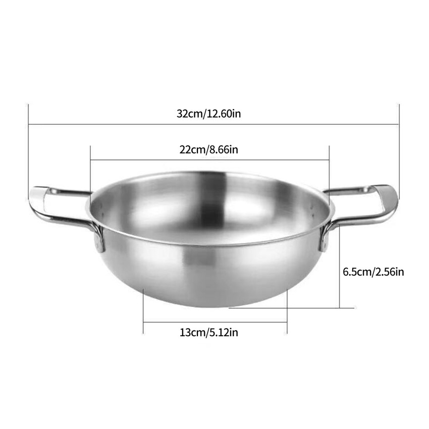 18cm/20cm/22cm/24cm/26cm Stainless Steel Seafood Pot Thickened Single Small Hot Pot Household Korean Noodle Double Ear Seafood Pot Kitchen Cooking Tool