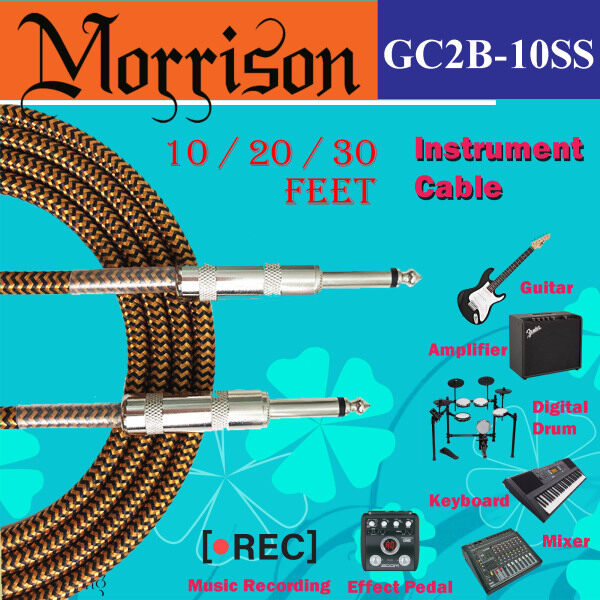 Guitar Cable 3m or 6m Noiseless Guitar/Bass Cord,1/4 Male TS Mono Instrument Cable with Tweed Woven Jacket Malaysia