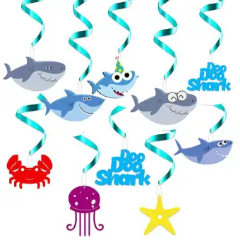 Cute Birthday Baby Sharks Letters Banner Hanging Kids Portable