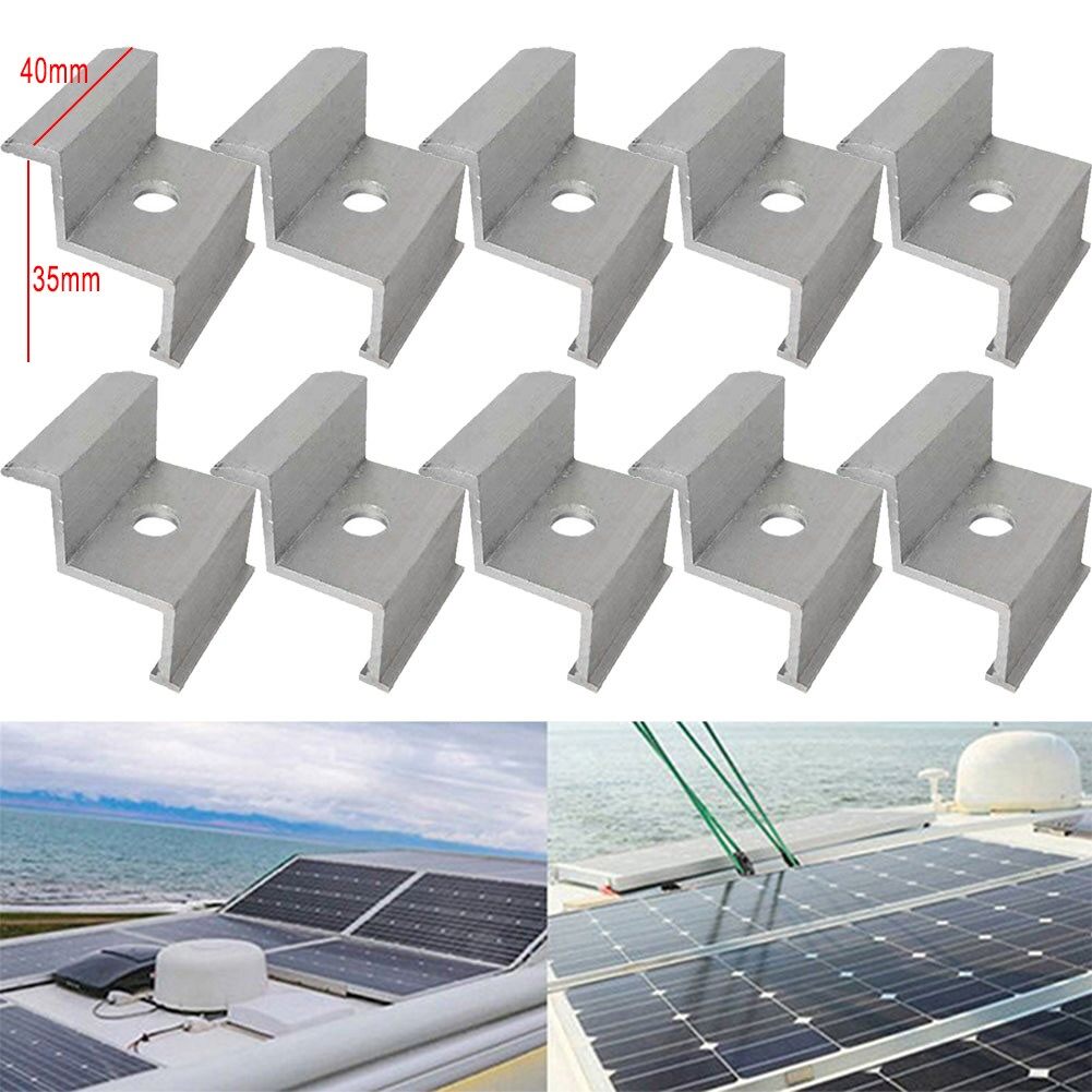 10pcs Solar Mount Solar End Clamp Module Photovoltaic Bracket Aluminum Alloy Pressing Block Side Pressing