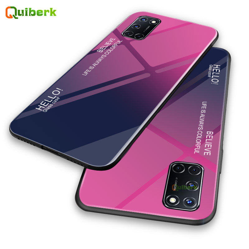 Đối Với OPPO A92 Vỏ Kính Đổi Màu Cứng Vỏ Chống Trầy Xước Bảo Vệ Nắp Lưng