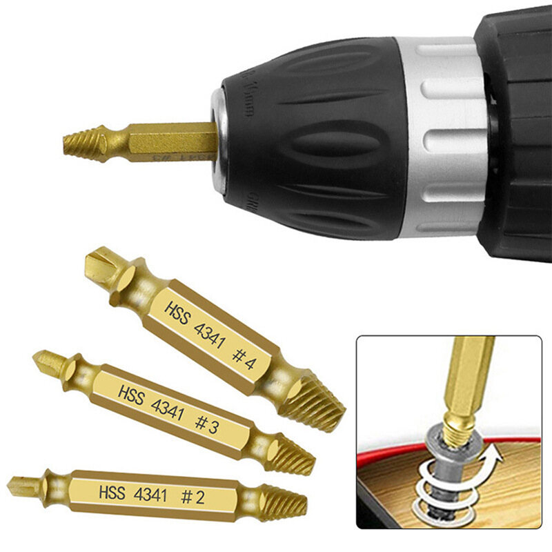 Broken double head screw extractor, sliding thread and broken wire remover 4341 hexagon drill set, broken wire extractor