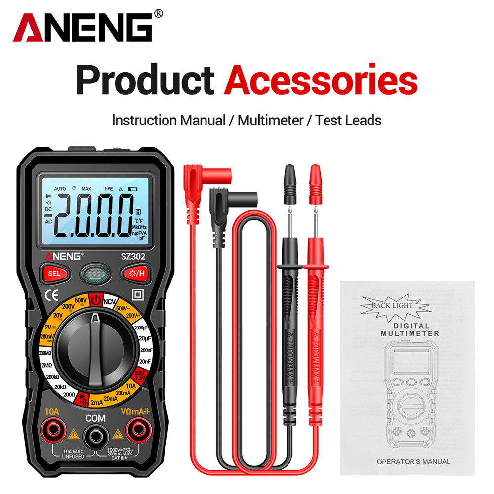 ANENG Đồng Hồ Vạn Năng Kỹ Thuật Số SZ302 Máy Kiểm Tra Dòng Điện Tự Động