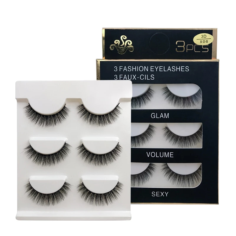 3 Pairs Thick Natural False Eyelashes 3d Mink Eyelashes Soft Long Lashes