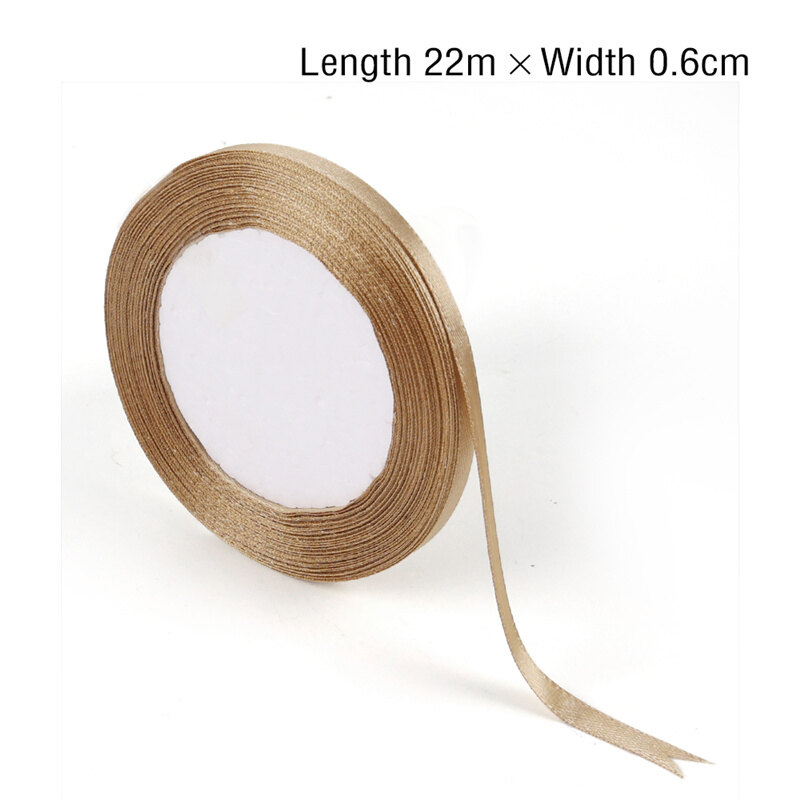 22M/Roll Champagne Gold Ribbon~Christmas Ribbon Gift Packaging Wedding Bandage Floral Baking Packaging Ribbon