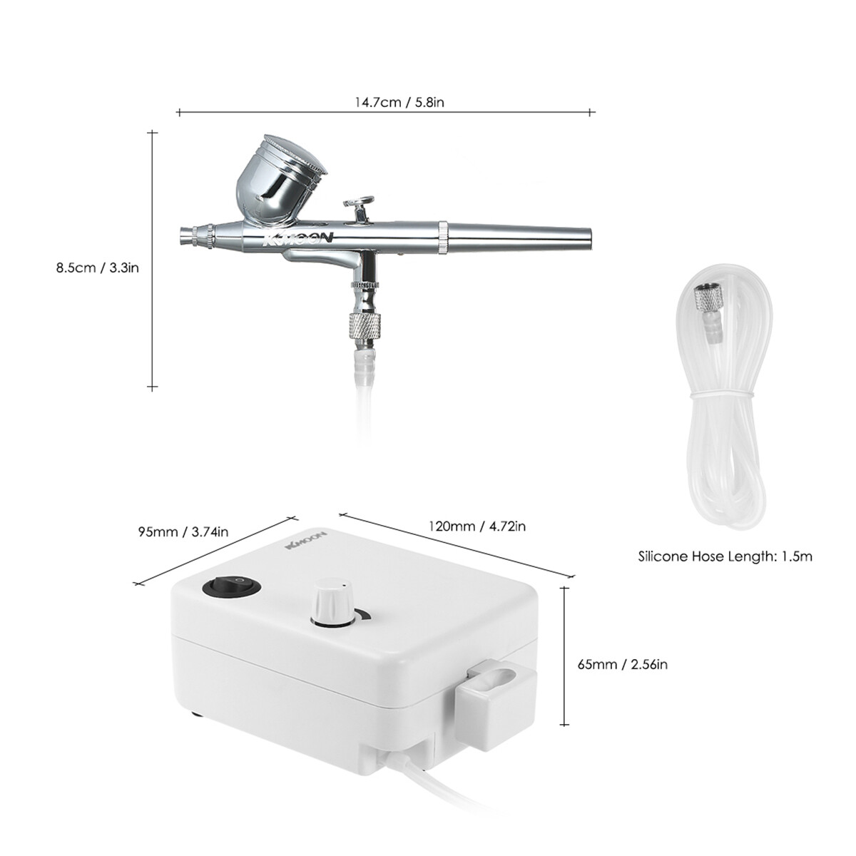 Smart Sensor Multi-purpose Dual Action Airbrush Mini Air Compressor Set Gravity Feed Air Brush Kit for Art Painting Tattoo Manicure Craft Cake Spray Model Air Brush Nail Tool Set 100-250V