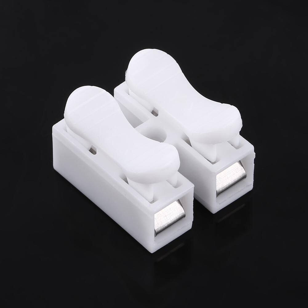 100pcs 10A Quick Terminal 220V 2 Pin Push Quick Wire Cable Connector White Wiring Terminal