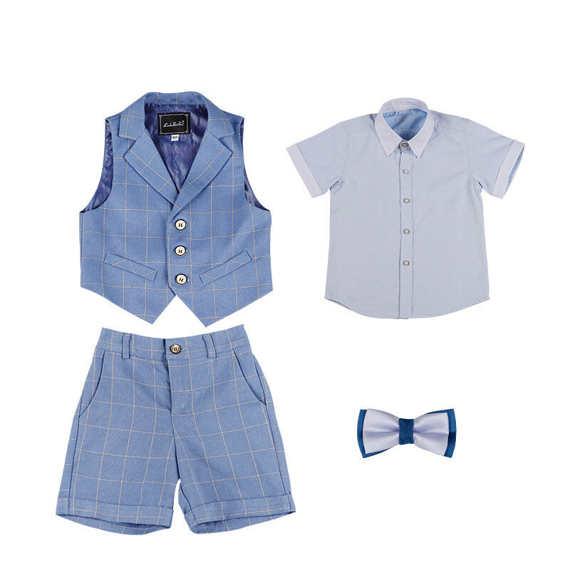 HOBIBEAR Boys vest suit short-sleeved costume three-piece suit children's speech baby dress