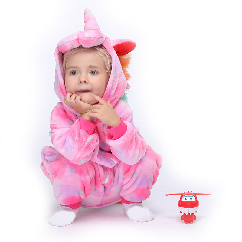 Áo Liền Quần Trẻ Em Kigurumi, Đồ Ngủ Kỳ Lân Cho Trẻ Em Vải Flanen Hoạt Hình Động Vật Trang Phục Trẻ Em, Mùa Đông Licorne Jumpsuit