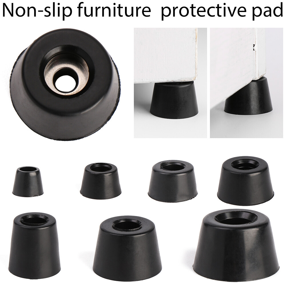 10 pcs rubber foot mat Furniture Slip Feet Black Speaker Bed Table Box Tapered Rubber Shock Protection Floor Protective Pad Furniture Parts