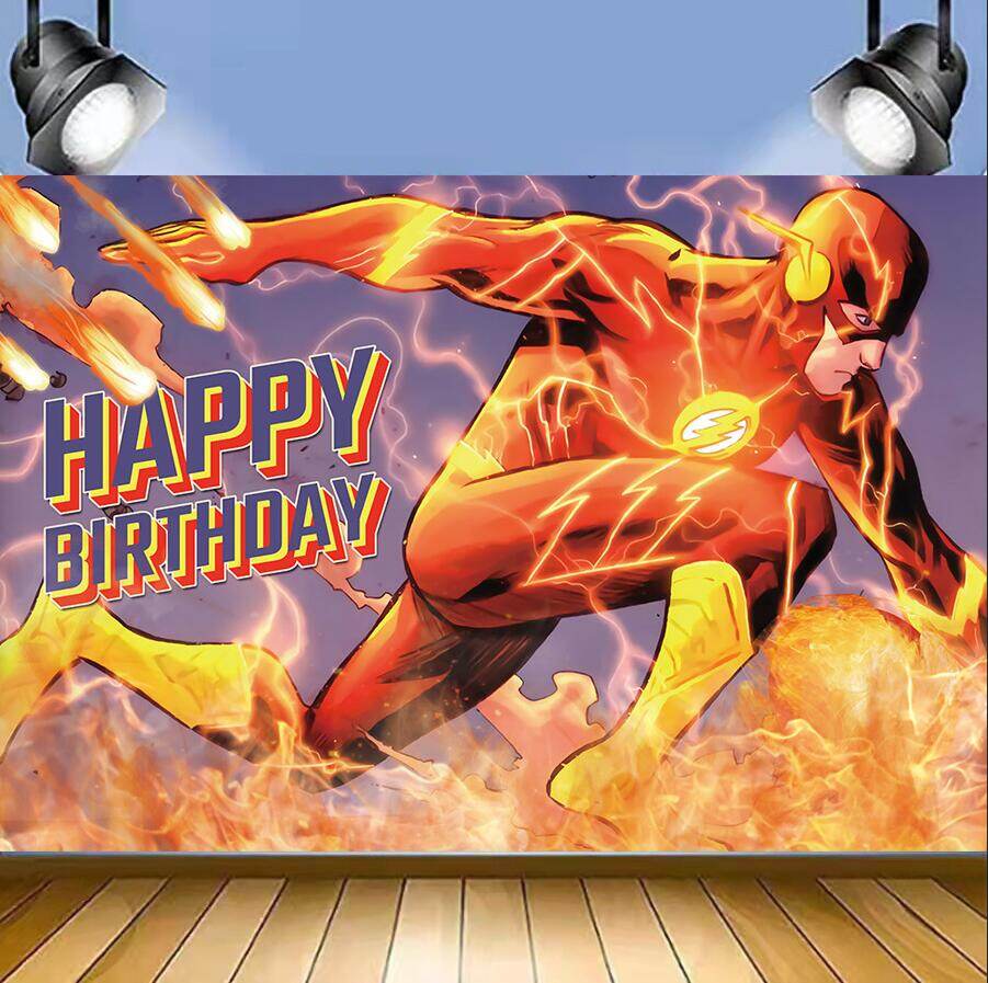 Flash Hero Backdrop 5x3 Ft - Vinyl Photography Background For Birthday Parties & Photos