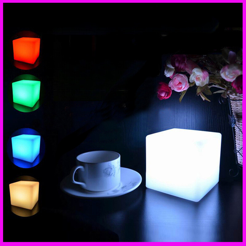 16-color Rechargeable Bar Table Lamp Night Light Creative Remote Control Ambiance Lamp Waterproof LED Illuminated Block Light Outdoor Light