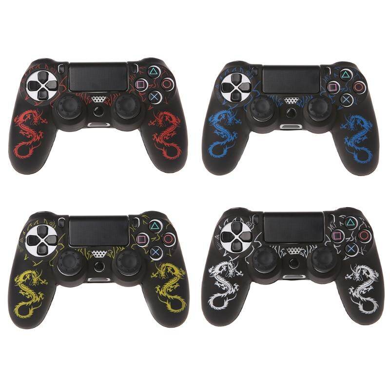 Vỏ Bọc Tay Cầm Chơi Game Silicon Hình Rồng Trung Quốc + 2 Nút Điều Khiển Cho Bộ Điều Khiển PS4