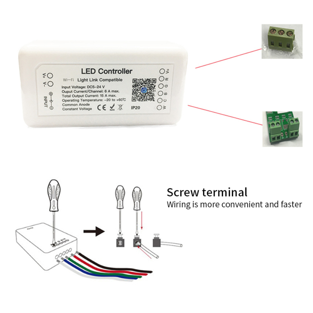 Wuli [Fast Delivery] Tuya wifi RGB+CCT LED Light Controller Control LED DC12-24V Controller Work