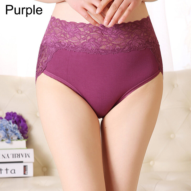 Xuchen7896 Women's Cotton Panties Underpants Panties Lingerie High Waist Floral Lace Underwear Briefs Comfortable Soft Breathable
