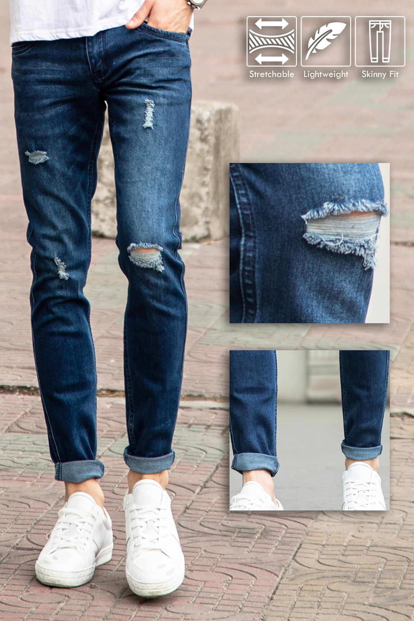polo and ripped jeans