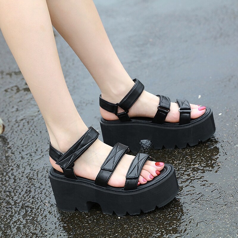 black platform sandals chunky
