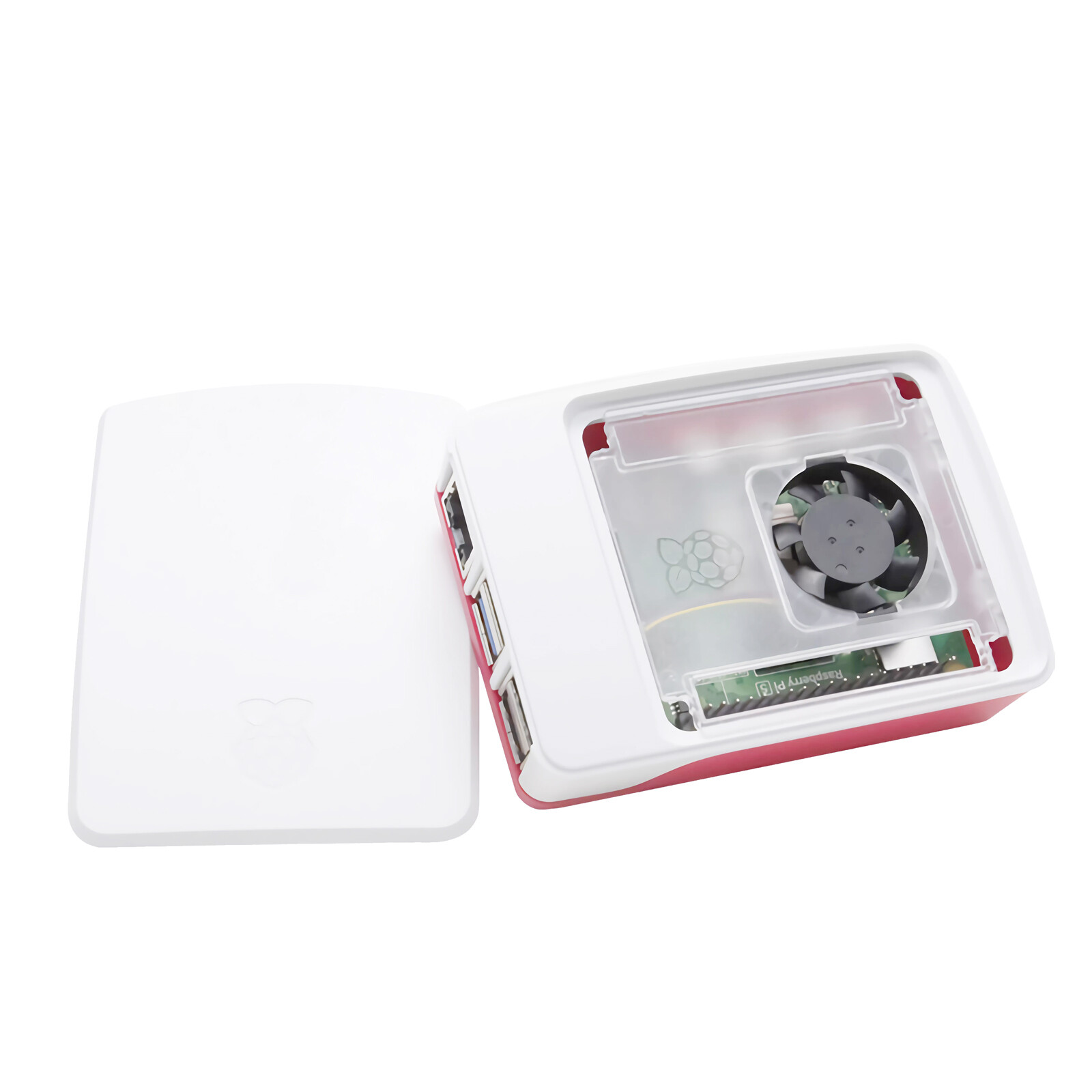 Vỏ máy tính Raspberry Pi chính thức đỏ trắng Nhựa ABS bảo vệ bìa với tản nhiệt người hâm mộ cho Raspberry Pi 5