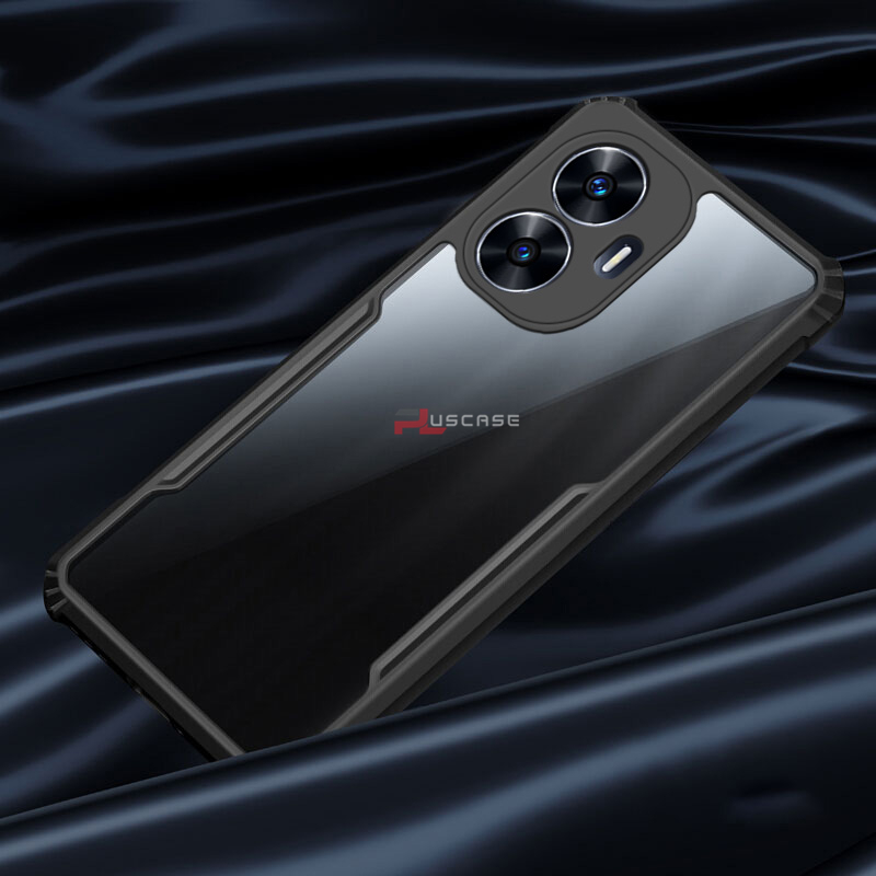 PlusCase for Realme C55 Case Air Cushion Hard Crystal Clear Back Soft Border Shockproof Full Protection Phone Casing