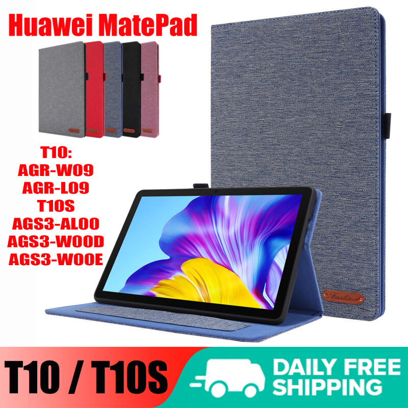 , Dành Cho Máy Tính Bảng Huawei MatePad T10S T10 S T 10 Enjoy 2 10.1 2020 Honor Pad Giá Đỡ Máy Tính Bảng Họa Tiết Vải 6 X6 Ốp Bảo Vệ Da PU