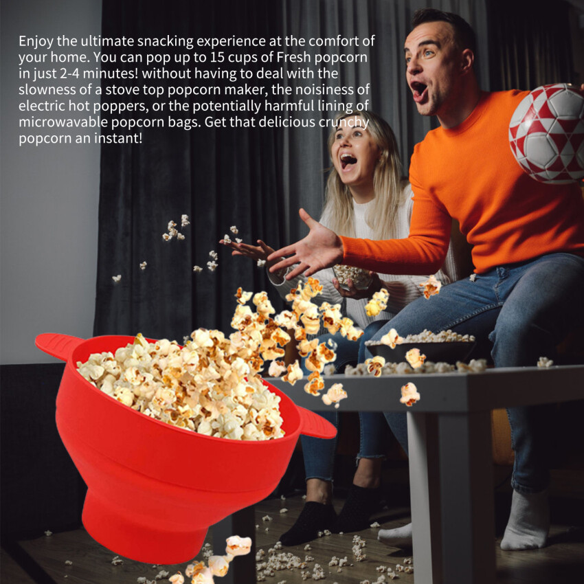 Original Microwave Popcorn Silicone Popcorn Maker, Collapsible Bowl