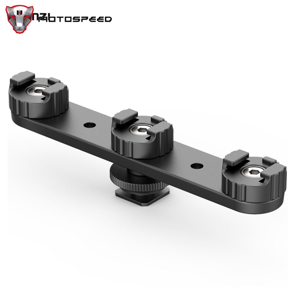 Ulanzi PT-23 Cold Shoe Bracket Vlog Expansion Bracket with 3 Cold Shoe Mounts 180° Rotatable for Mounting LED Video Light Microphone