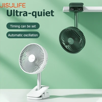 JISULIFE Portable Fan Table Clip Fan USB Fans Rechargeable Strong Wind for Stroller