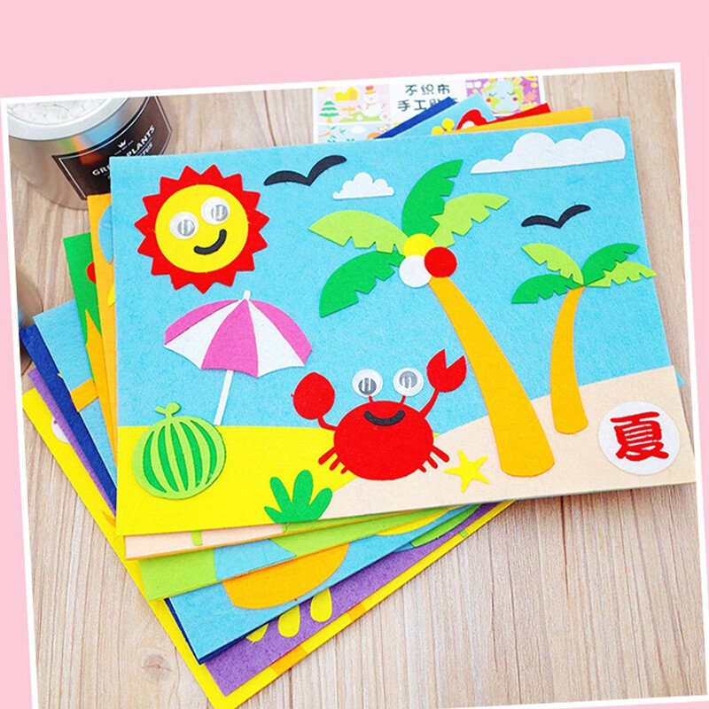 CK Nonwoven Felt Fabric 10x10cm Patchwork Cloth Bundle for Kids Scrapbooking DIY